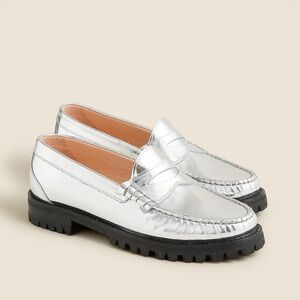 J. Crew Winona lug sole penny loafers in metallic leather - Women’s Size 7